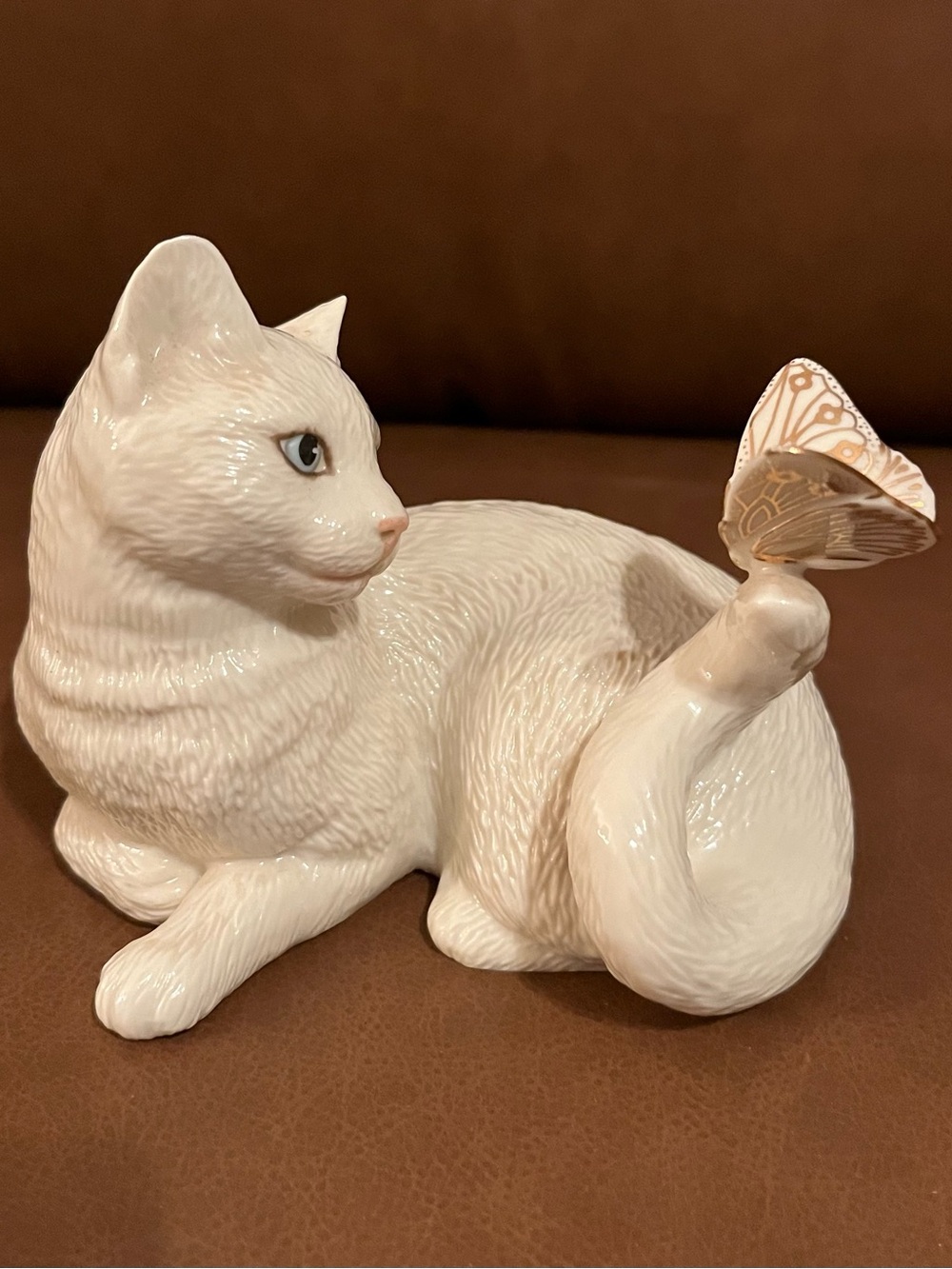 Lenox Enchantment Cat Figurine w/ Butterfly Trimmed in Gold on Tail